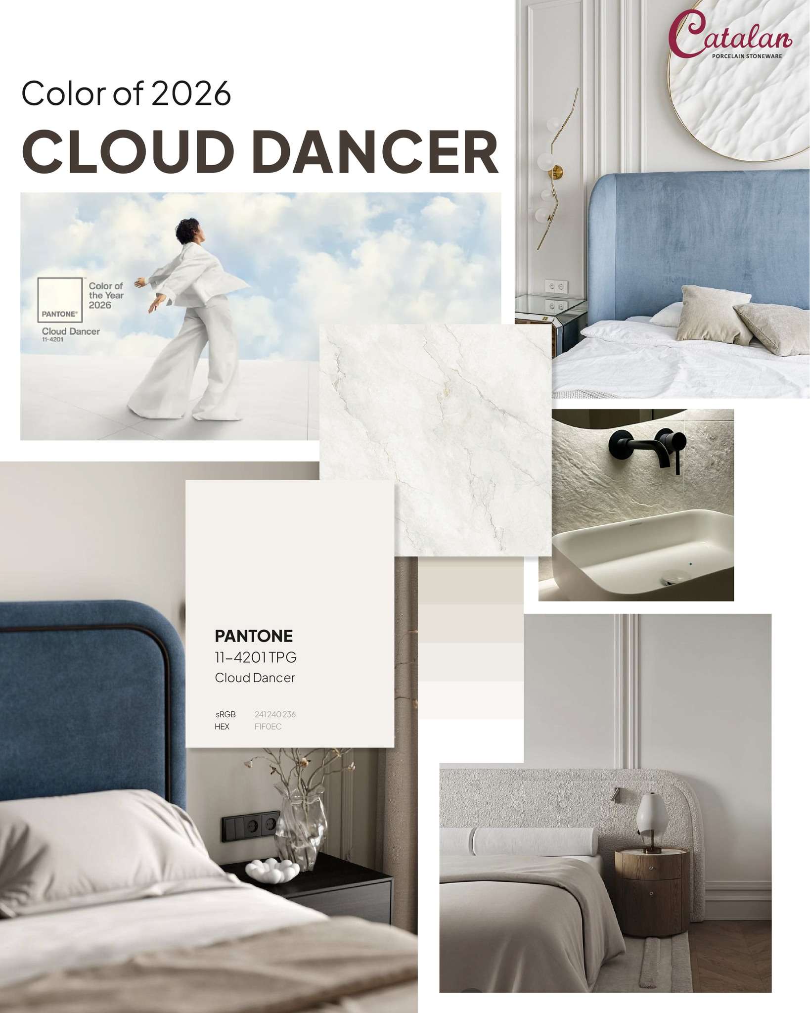 MÀU CHỦ ĐẠO NĂM 2026: “CLOUD DANCER” – SẮC TRẮNG CỦA SỰ TĨNH LẶNG & KHỞI ĐẦU MỚI!