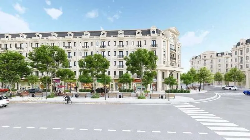 Phối cảnh quy hoạch Catalan Boulevard với hệ thống shophouse thương mại hiện đại.