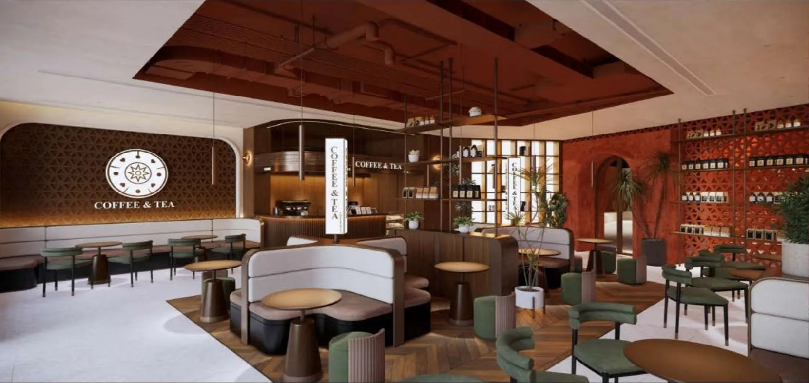 The Coffee & Tea space on the first floor of Catalan Hub – a place to meet, relax, and spark creative inspiration.