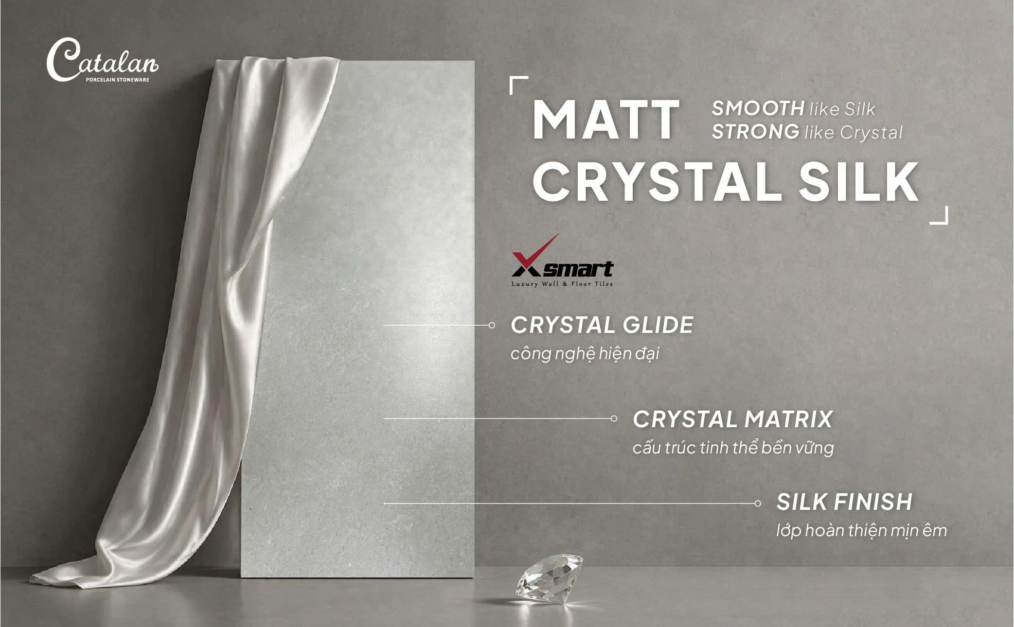 CATALAN RA MẮT BỀ MẶT GẠCH MỚI MATT CRYSTAL SILK - CHUẨN MỰC MỚI CHO KHÔNG GIAN SỐNG HIỆN ĐẠI